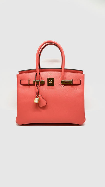 Preowned. Hermes Birkin 30 Epsom Rouge Pivone GHW. ABY781AM|13547