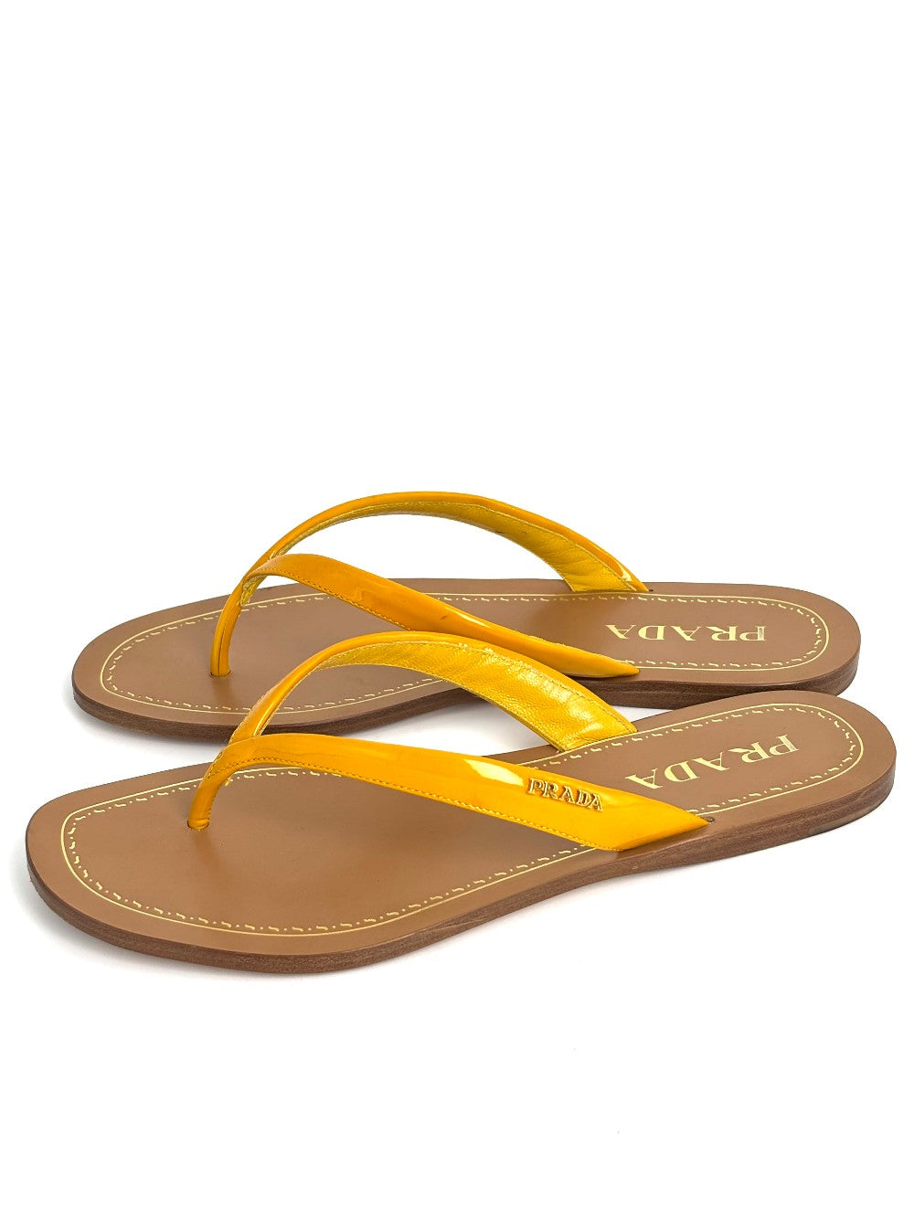 Preowned. Prada Slippers Brown/Yellow. 36.5|12162