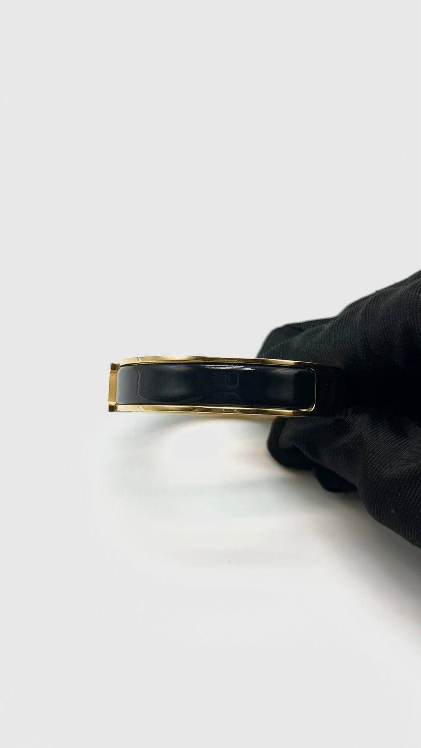 Preowned. Hermes Clic H Black Bracelet GHW|16248