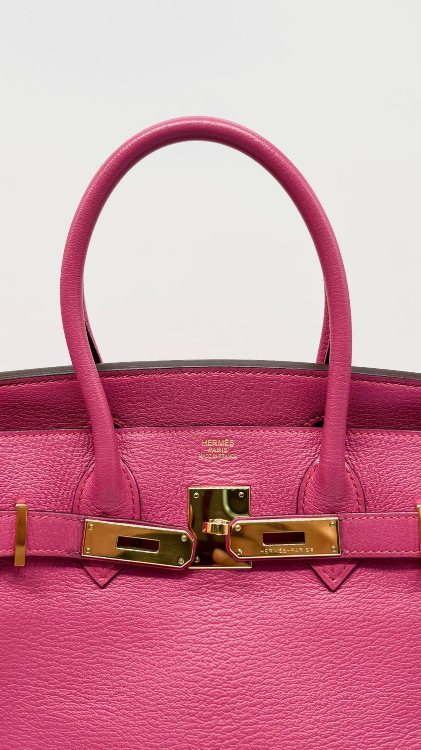 Preowned. Hermes Birkin 30 Rose Tyrien Chevre GHW. N40|13661