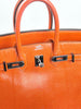 Preowned. Hermes Birkin 25 Lizard Tangerine PHW. J Square 30|3426