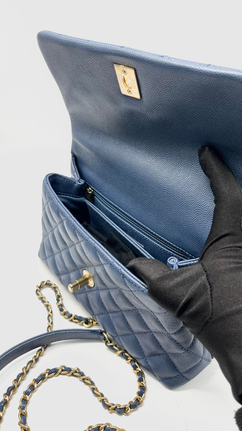 Preowned. Chanel Coco Handle Small Caviar Blue GHW. 24228917|10813