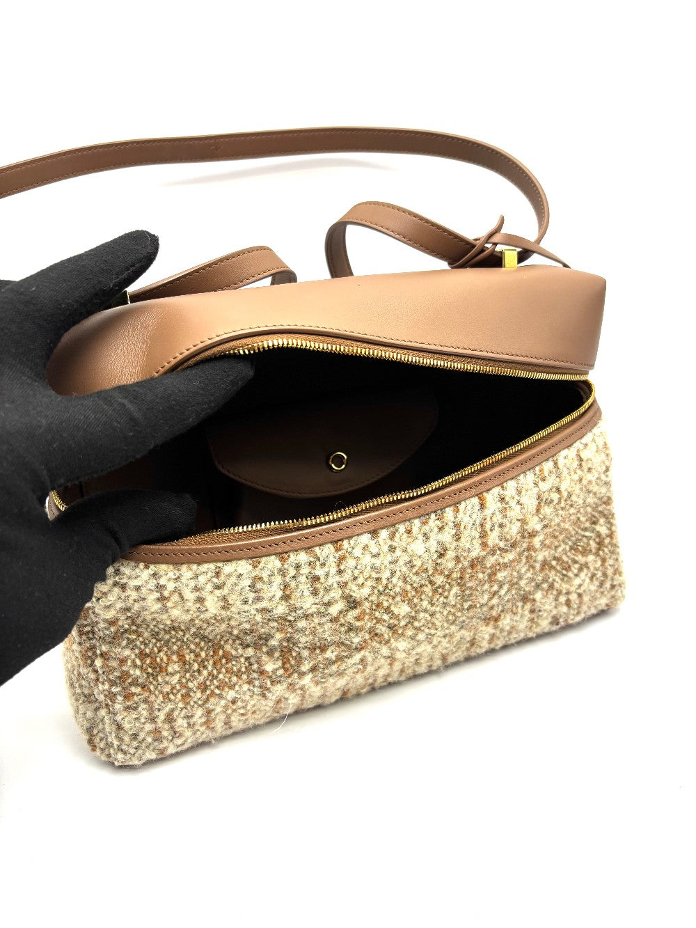 Like New. Loro Piana L27 Extra Pocket Sun Gold Leather/Tweed GHW|17409