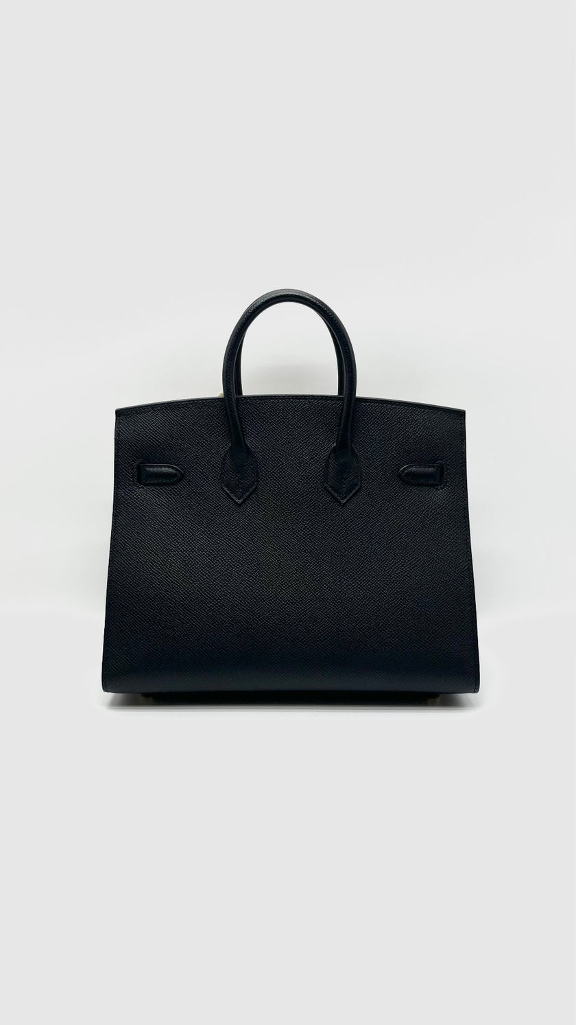 Like New. Hermes Birkin 25 Sellier Black Epsom GHW. UHT494ID|16631