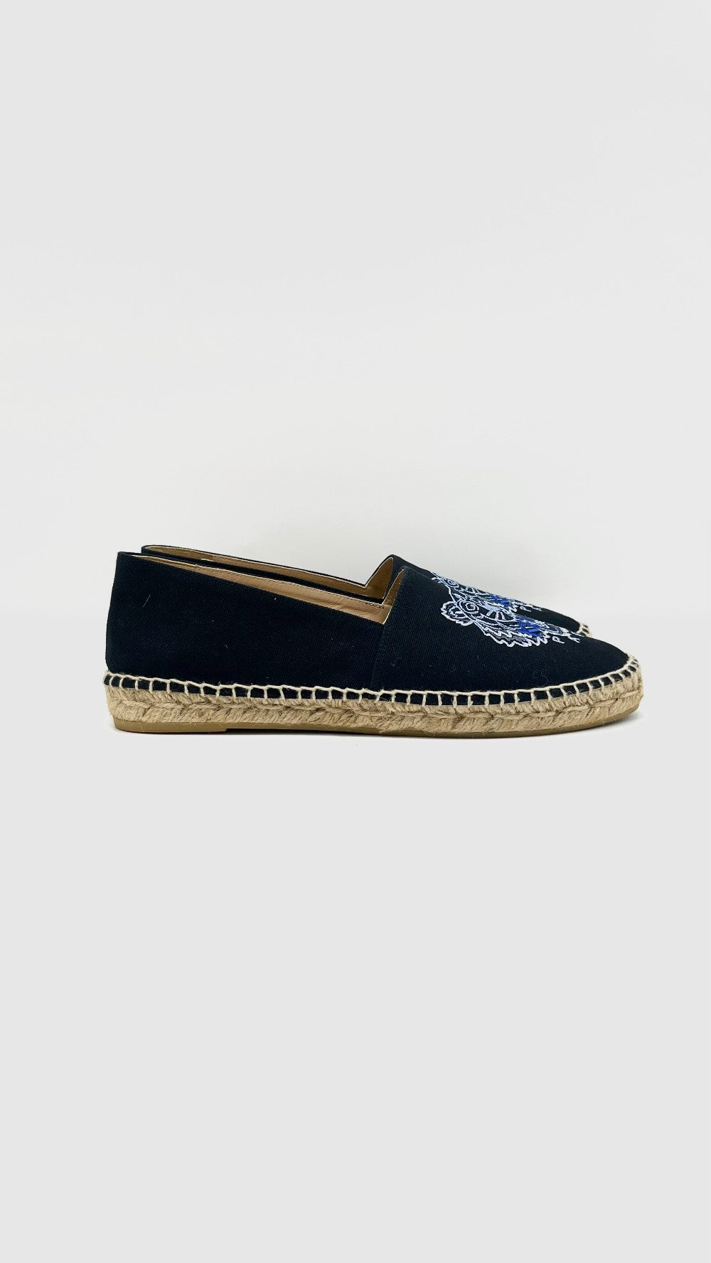Preowned. Kenzo Espadrille Tiger Head Canvas Black. 40|13469