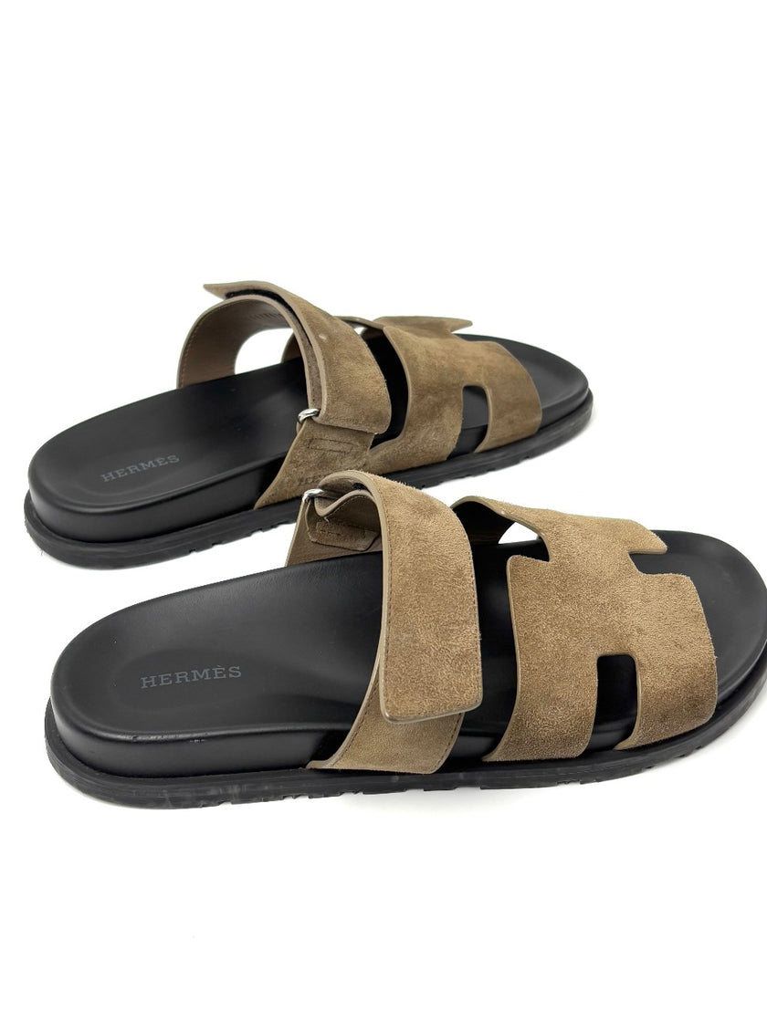 Preowned. Hermes Chypre Etoupe Suede. 41.5|7530