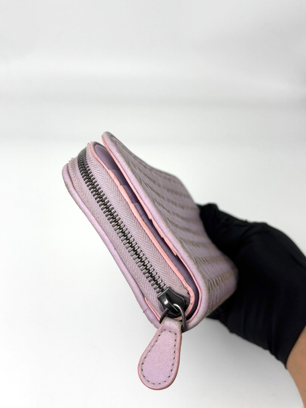 Preowned. Bottega Zip Long Wallet Lavender|7054