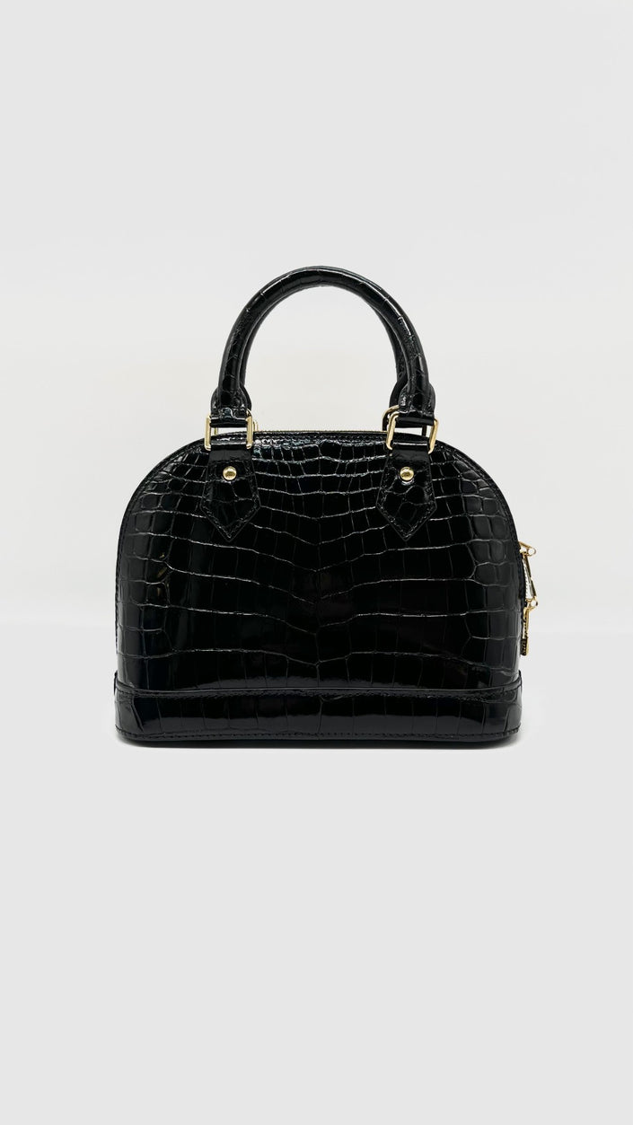 Brand New. LV Alma BB Vernis Croc Black|7854
