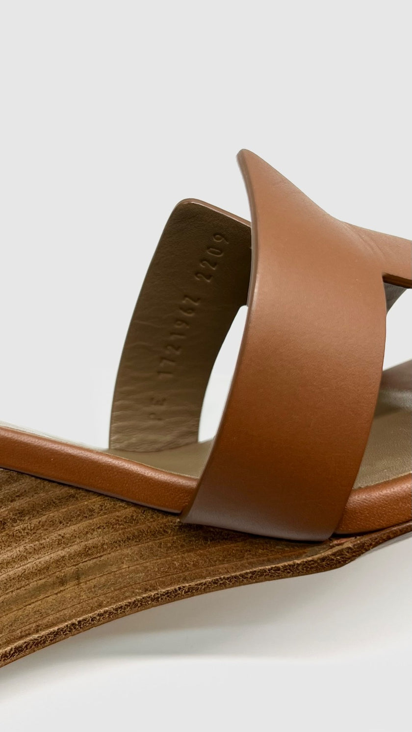 Brand New. Hermes Legend Wedge Dark Gold. 38|5830