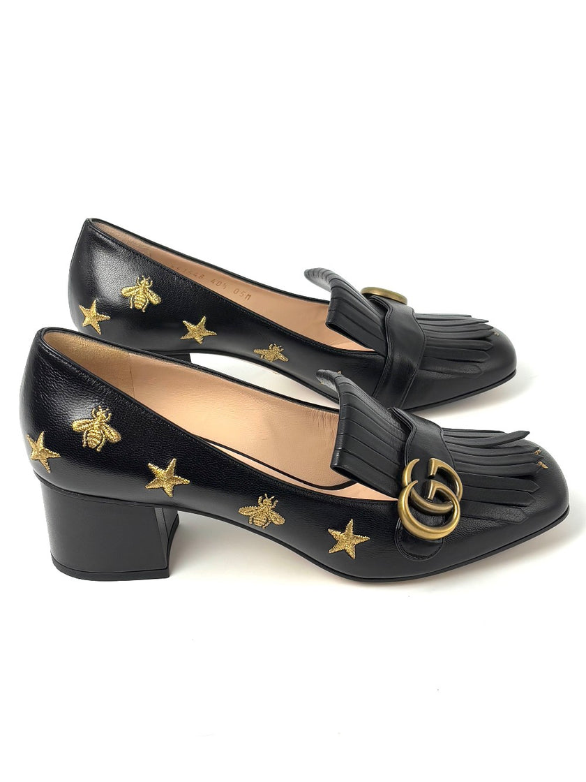 Unused. Gucci Bee Star Mid Mule Black. 40.5|8609