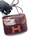 Like New. Hermes Constance 18 Bourgogne/Rouge Moyen Alligator Lizard GHW. R Square 39|17326