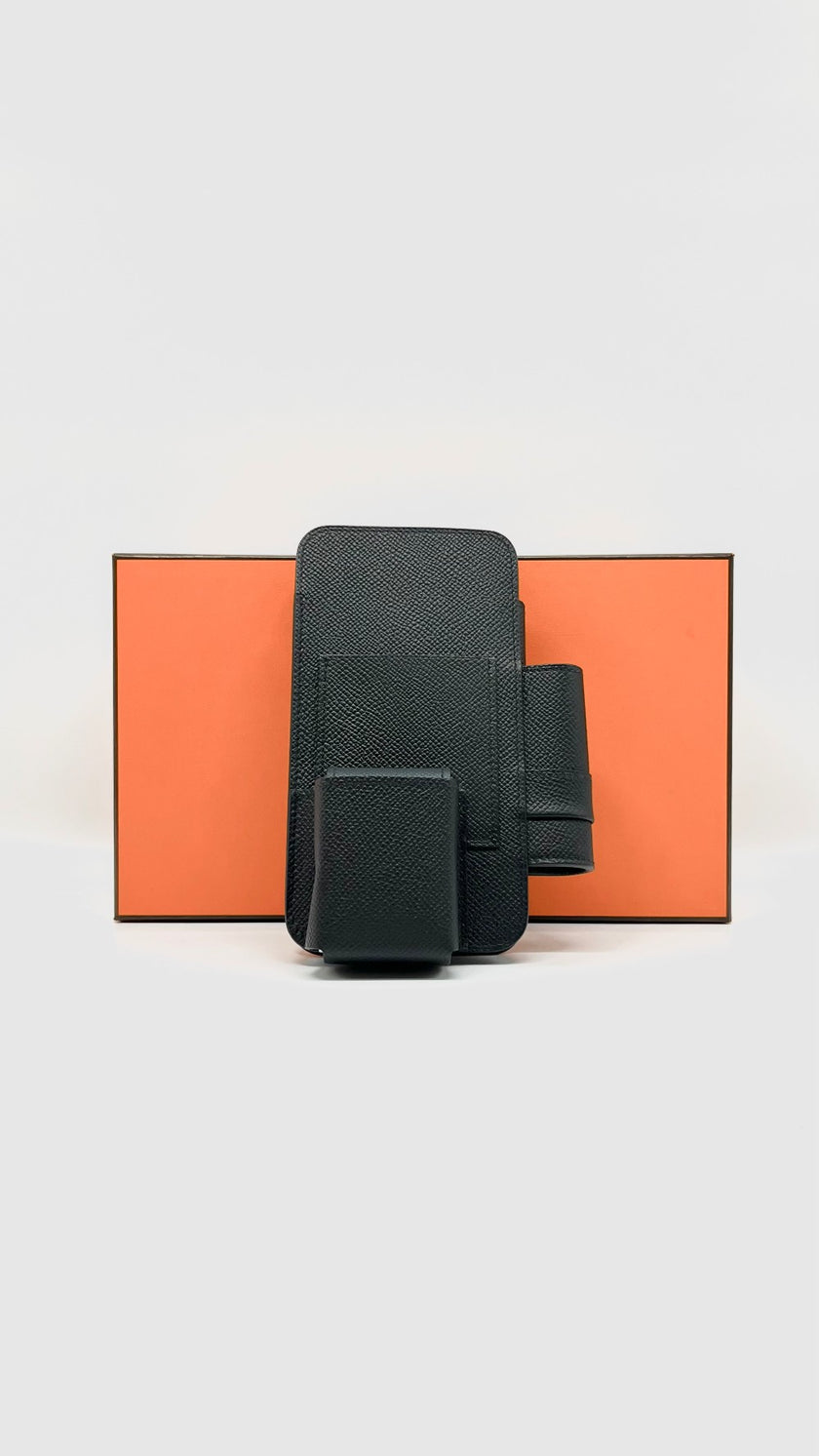 Brand New. Hermesway Phone Holder Black Epsom GHW. WM010MM|9332
