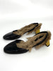 Like New. Gucci Slingback Fur Black. 34.5|10700