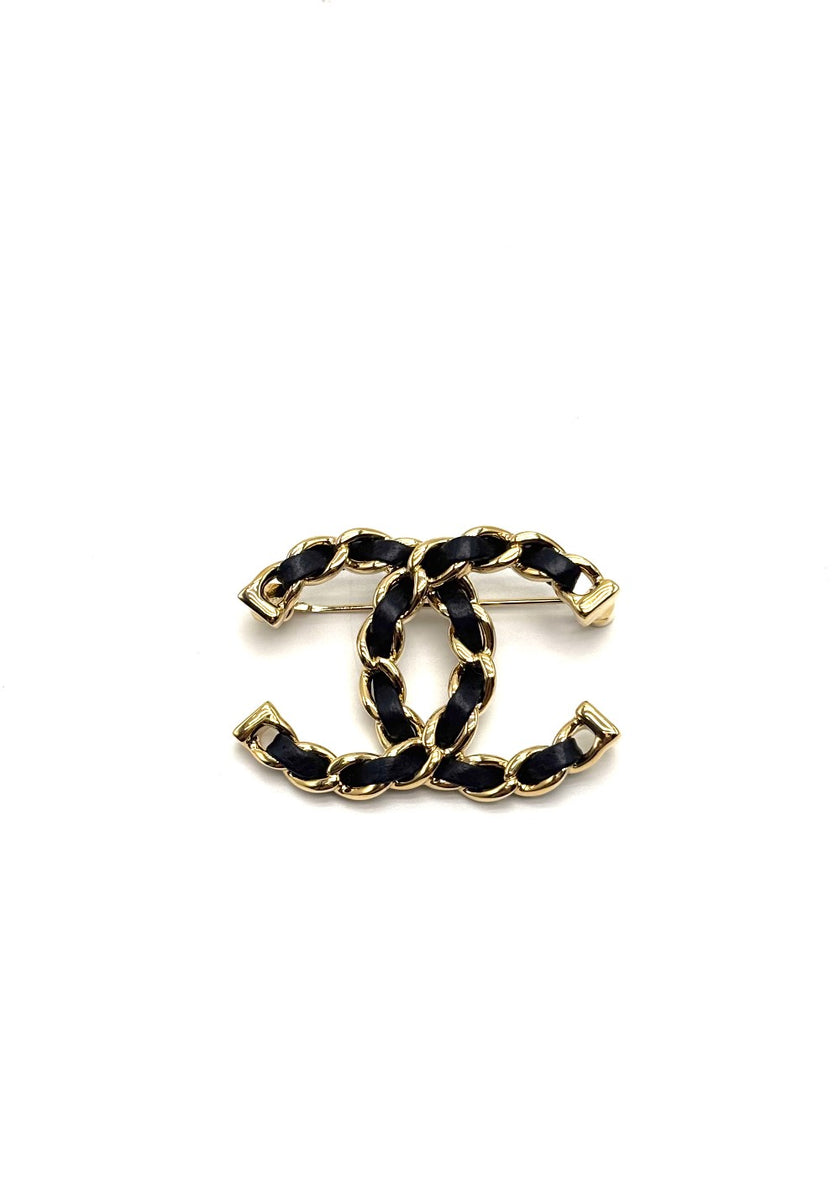 Brand New. Chanel CC Brooch Black GHW.|17094