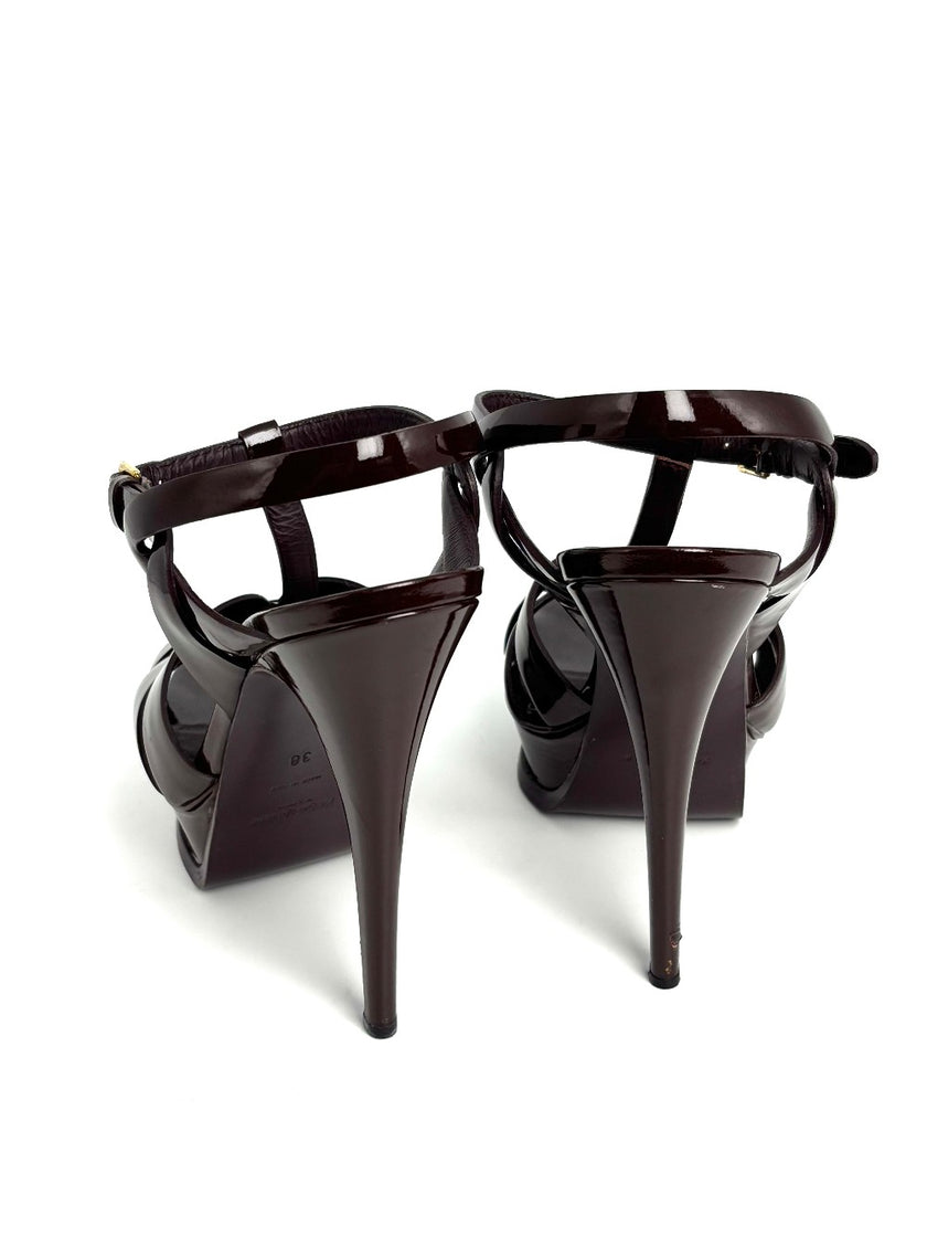 Preowned. Ysl Tribute Heel Patent Brown. 38|8372