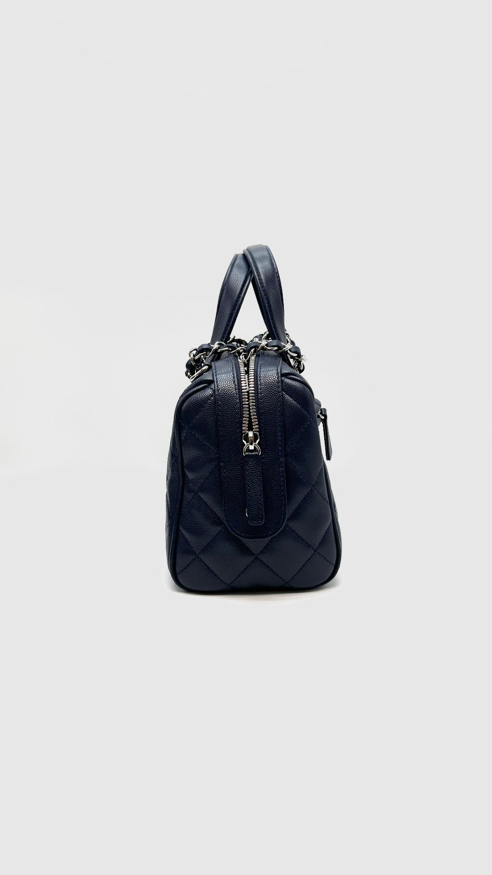Brand New. Chanel 25 Bowler Caviar Blue SHW. C1PA750L|16535