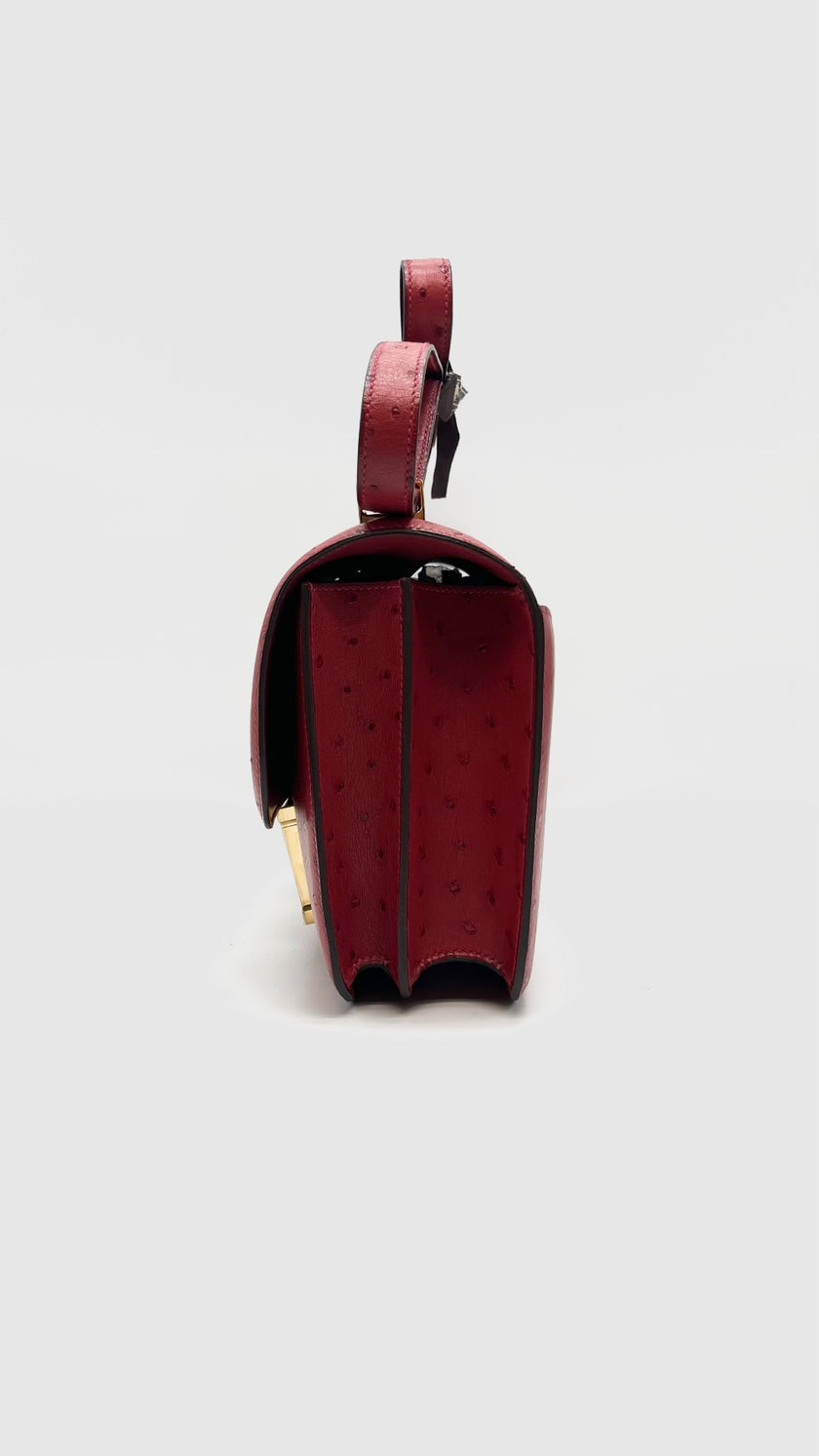 Brand New. Hermes Constance 24 Rouge Vif Ostrich GHW. ASA515UZ|16219