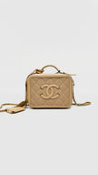 Preowned. Chanel Quilted Small CC Filigree Vanity Case Beige Caviar GHW. 24862797|15251