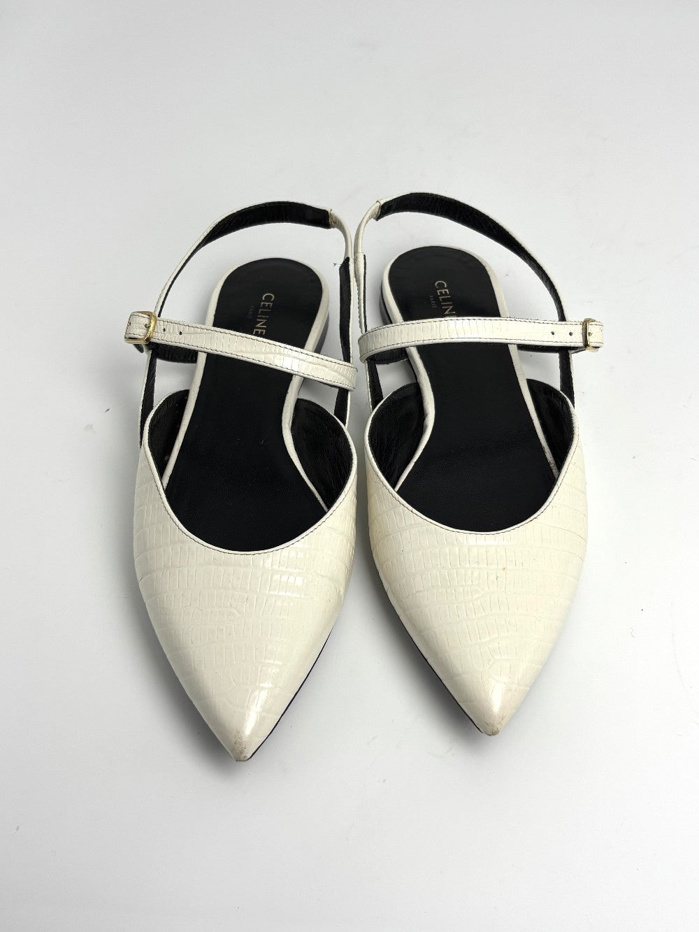 Preowned. Celine Slingback Flats White. 36|11722