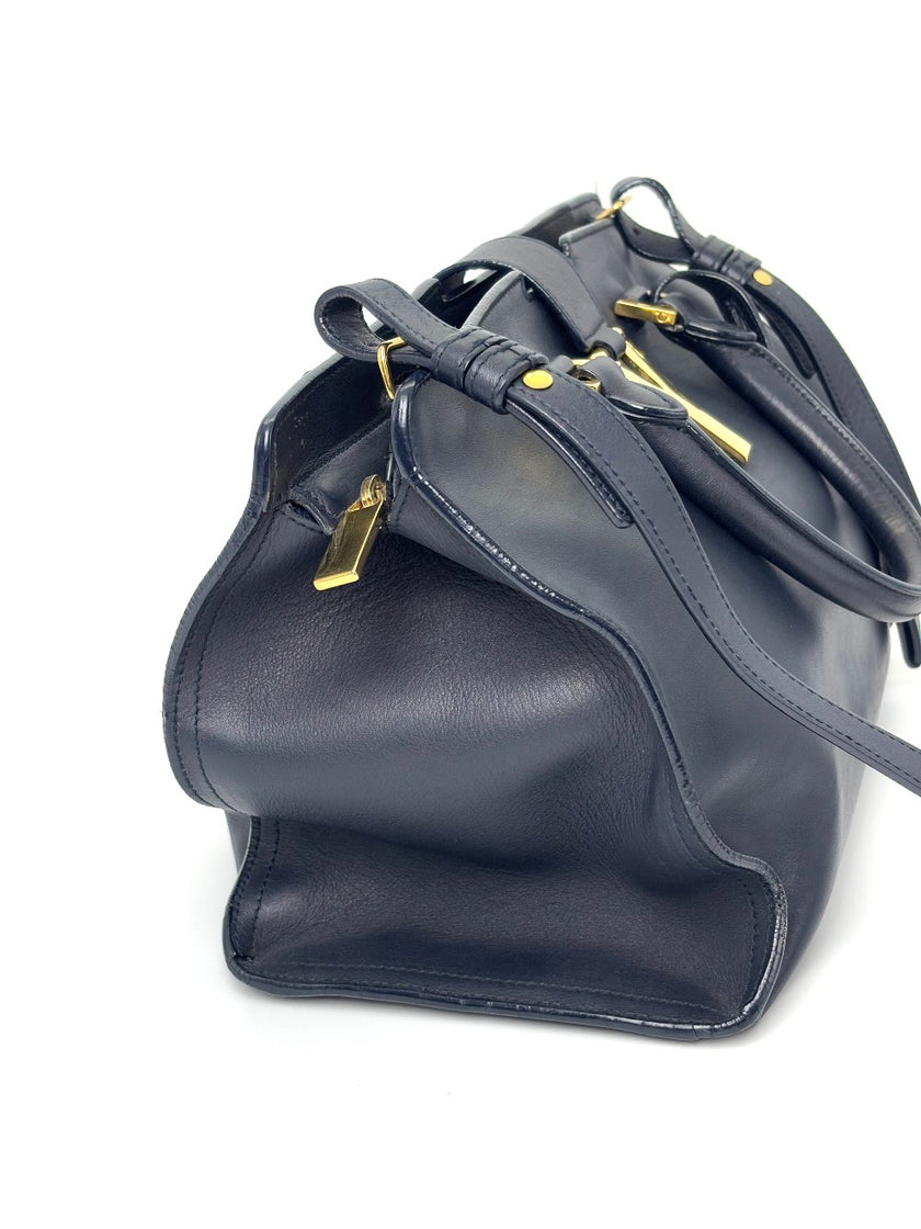 Preowned. YSL Cabas Navy Blue|6380