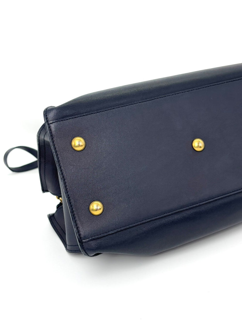 Preowned. YSL Cabas Navy Blue|6383