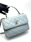 Unused. Chanel Trendy CC Top Handle Light Blue GHW. E5GKH6T8|17120