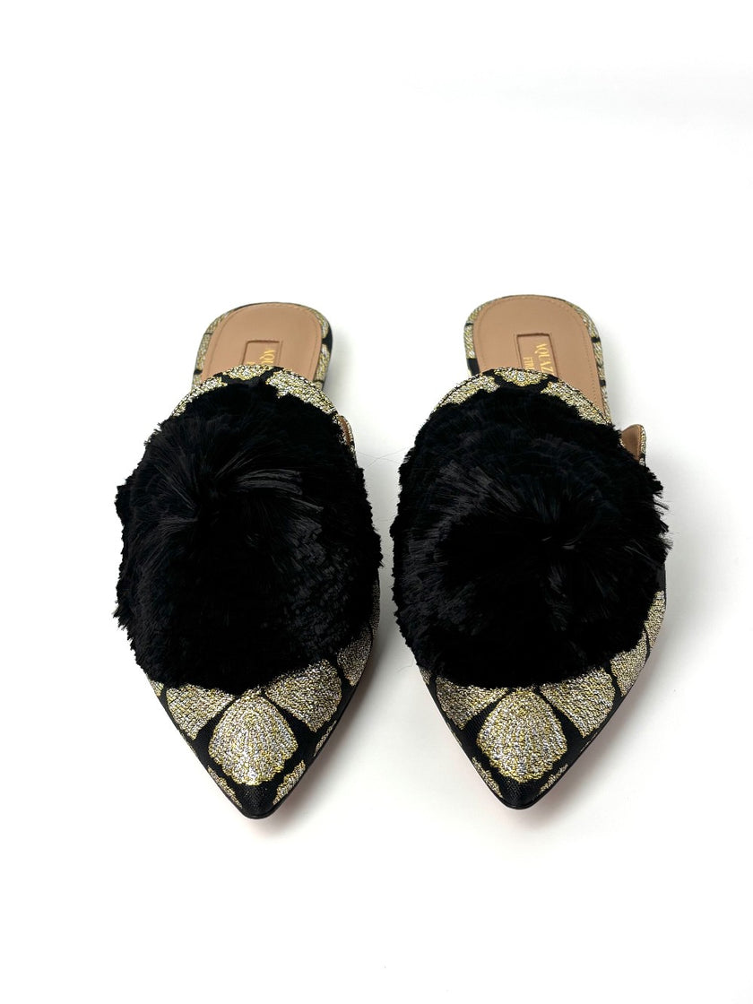 Brand New. Aquazurra Slip On Gold/Black. 36|8985