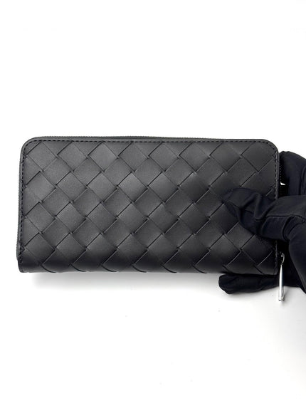 Brand New. Bottega Zip Around Long Wallet Black|7062