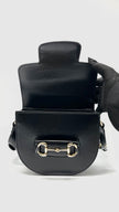 Like New. Gucci Horsebit Mini Round Black GHW|8467
