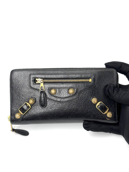 Preowned. Balenciaga Zip Long Wallet Black|7022