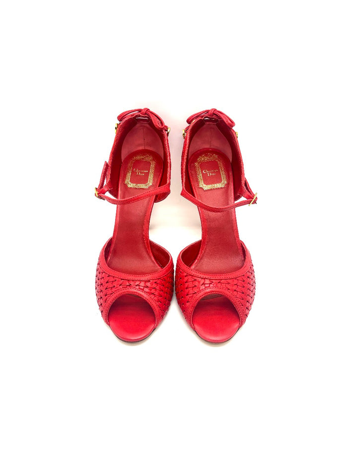 Unused. Dior Ankle Strap Sandals Rouge Moyen. 38 1/2|17839