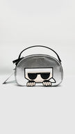 Unused. Karl Lagerfeld Paris Maybelle Dome Silver/Black Crossbody Bag|12096