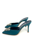 Brand New. Manolo Low Heel Pointed Heel Bluegreen. 36.5|8341