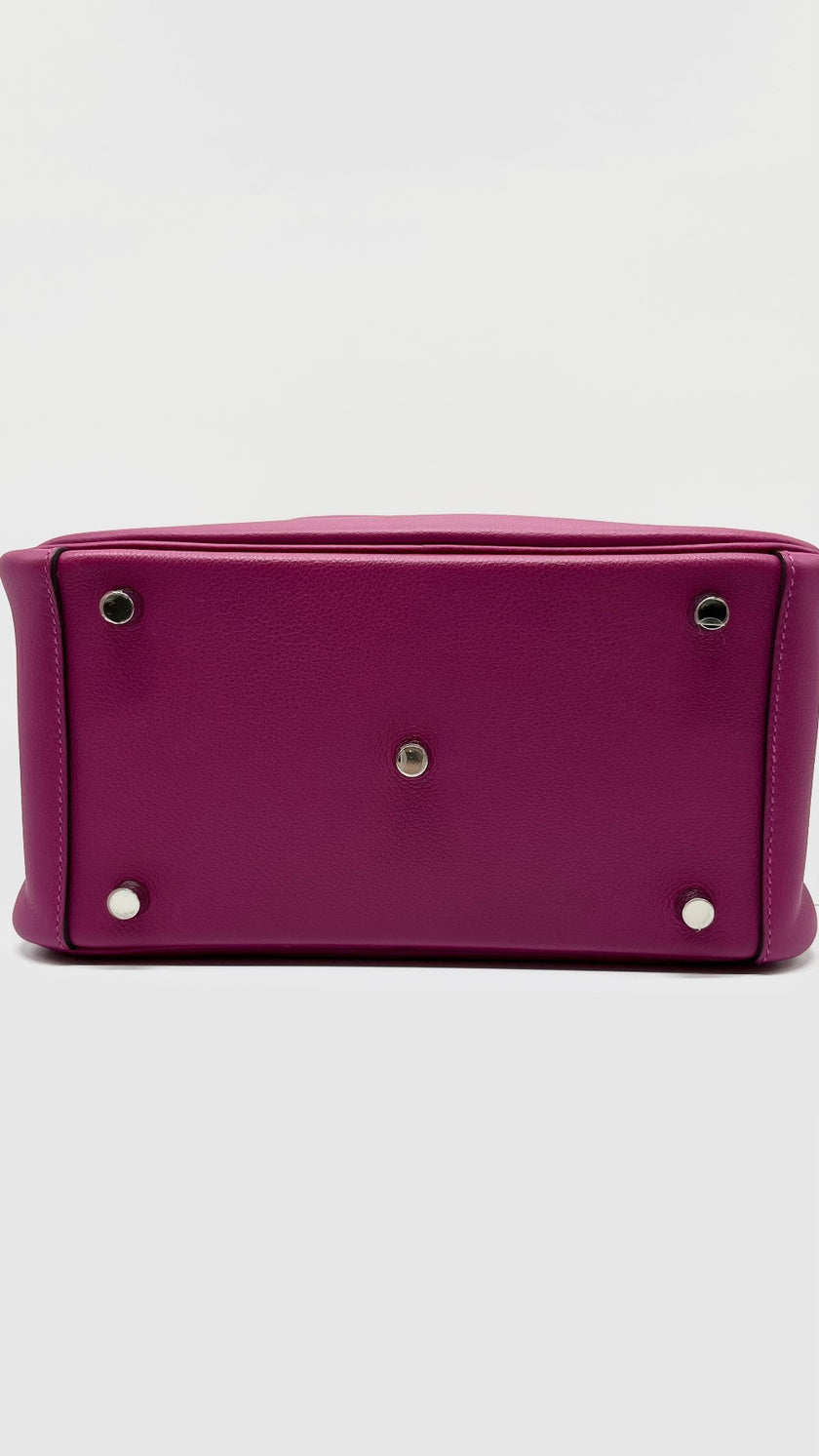 Like New. Hermes Lindy 26 Rose Poupre Evercolor PHW. ANN009BC|5236