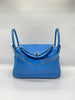 Preowned. Hermes Lindy 30 Blue Hydra Evercolor PHW. TAS011IG|9111