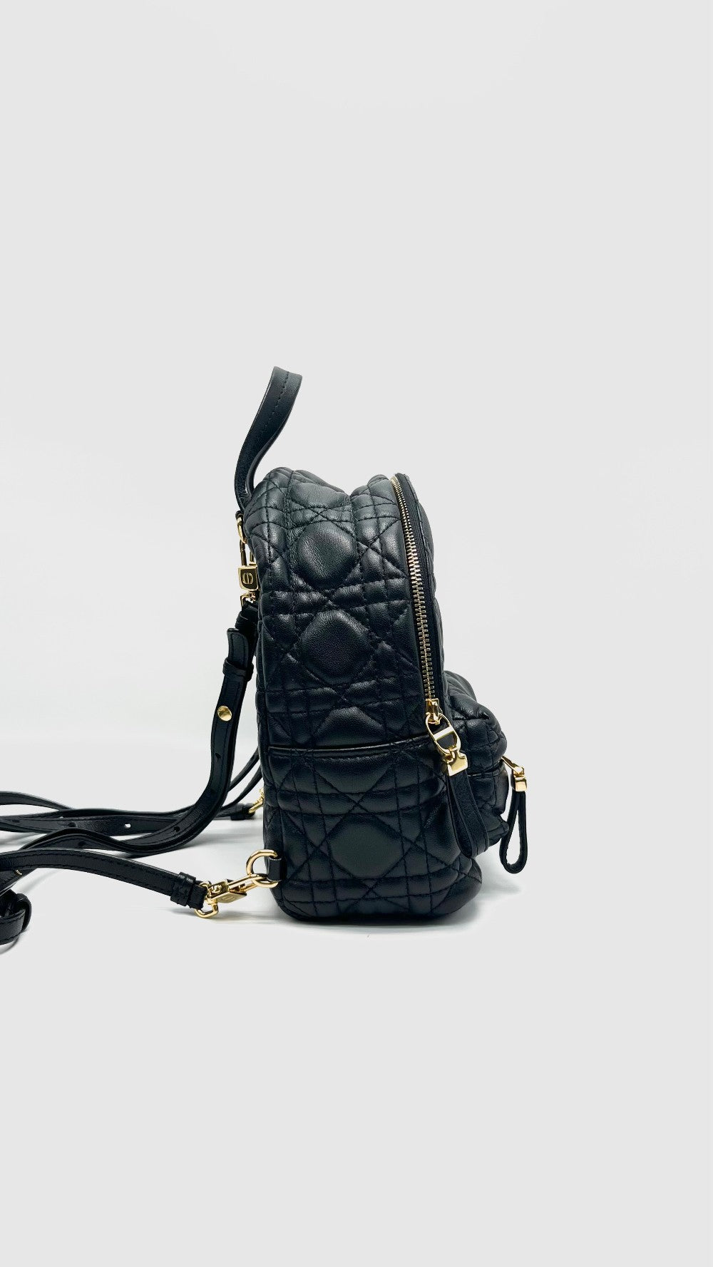 Preowned. Dior Cannage Backpack Mini Black Lambskin GHW. 62MA0251|16736