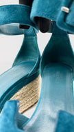 Preowned. Hermes Elda Espadrille Wedge Sandals Vert Oxford. 36|6915