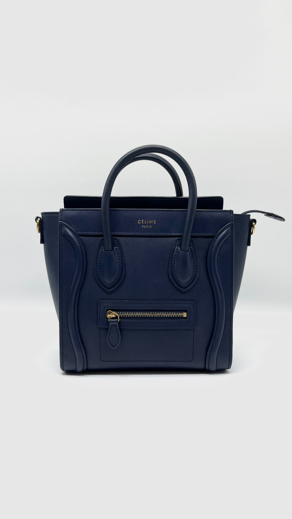 Preowned. Celine Nano Luggage Blue GHW|5057