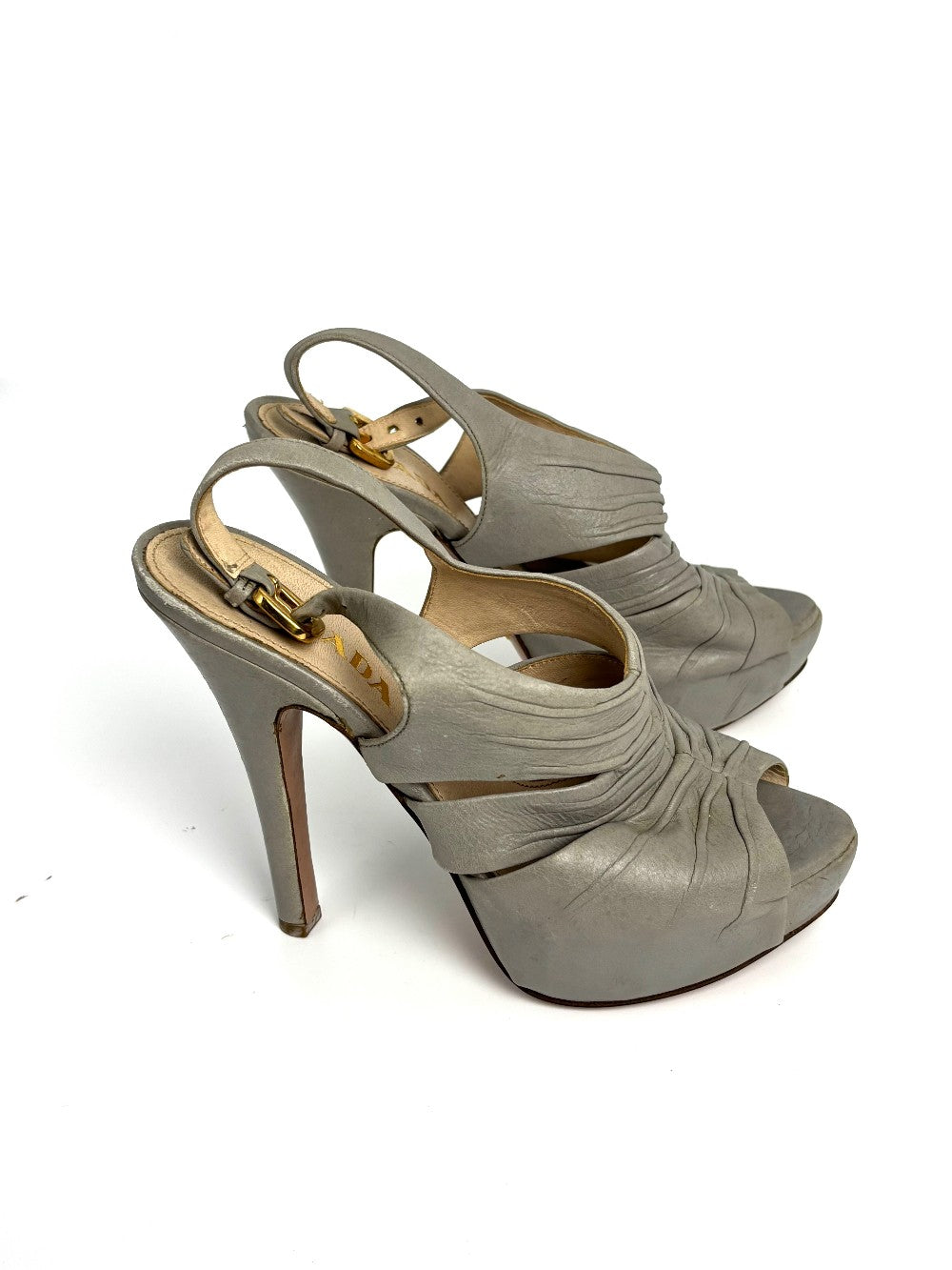 Brand New. Prada Heel Gray. 35|10713