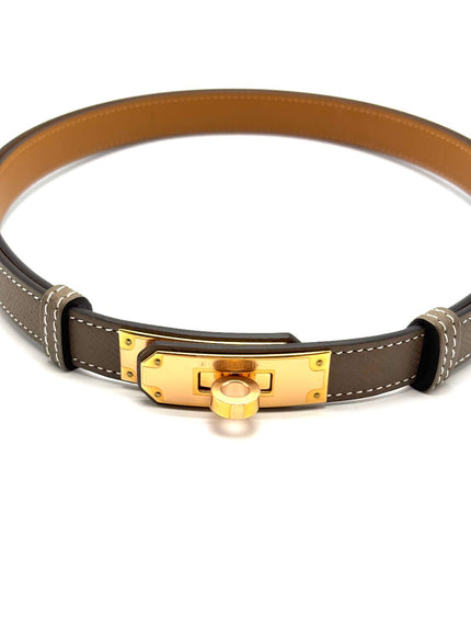 Brand New. Hermes Kelly Belt Etoupe RGHW. KAM440UH|17034
