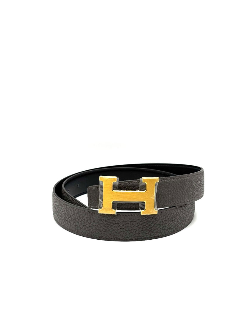 Brand New. Hermes Belt Black/Etain GHW 90. 2KFM450|8872