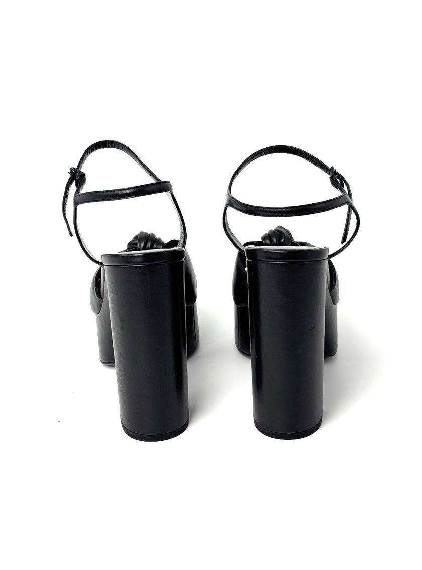 Preowned. Ysl Bianca Platform Sandals Black. 38|8614