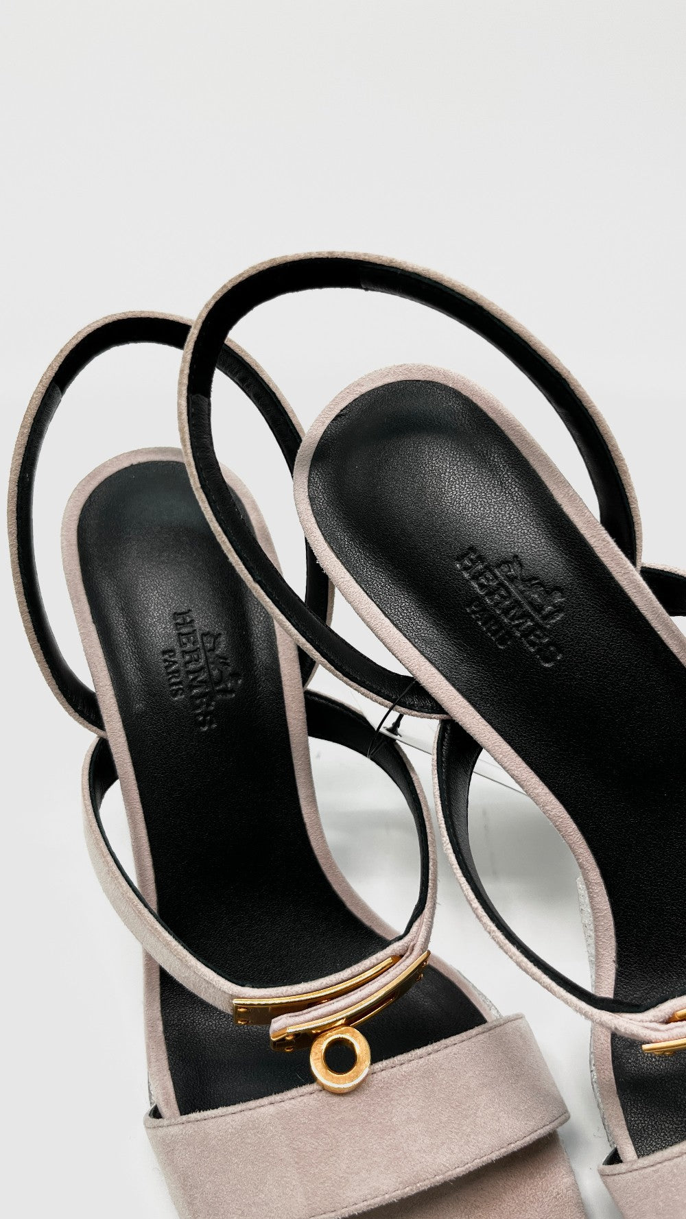 Brand New. Hermes Glamour Heels Suede Rose Porcelaine. 37.5|11341