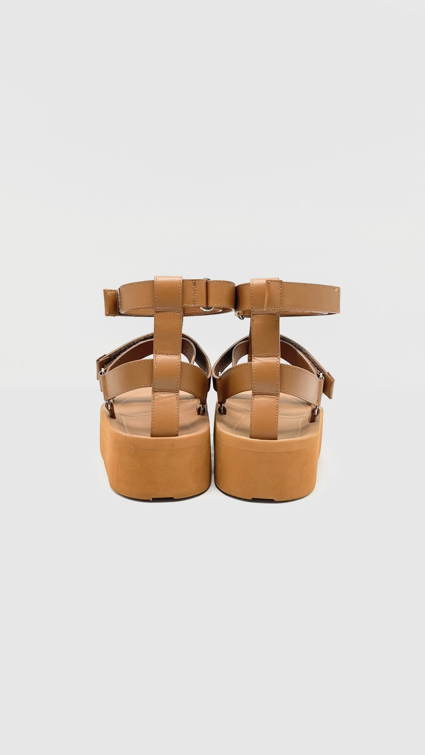 Unused. Hermes Enid Sandals Naturel. 38|10396
