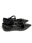 Preowned. Valentino Cage Flats Black. 39.5|12652