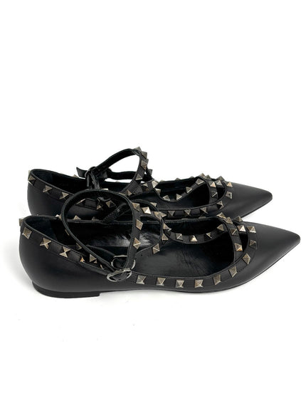 Preowned. Valentino Cage Flats Black. 39.5|12652