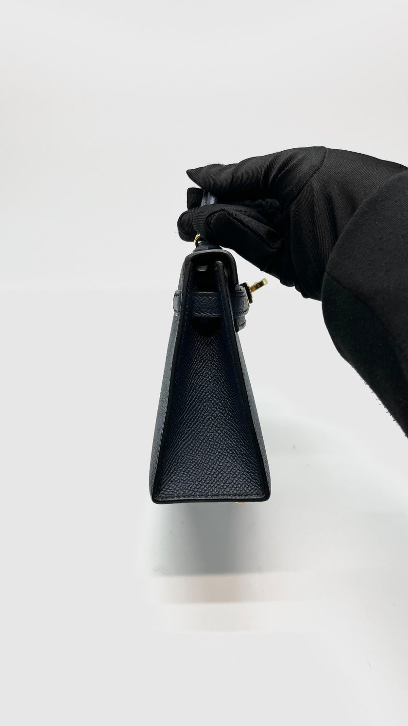 Preowned. Hermes Mini Kelly Blue Obscure Epsom GHW. AIS031MG|16121