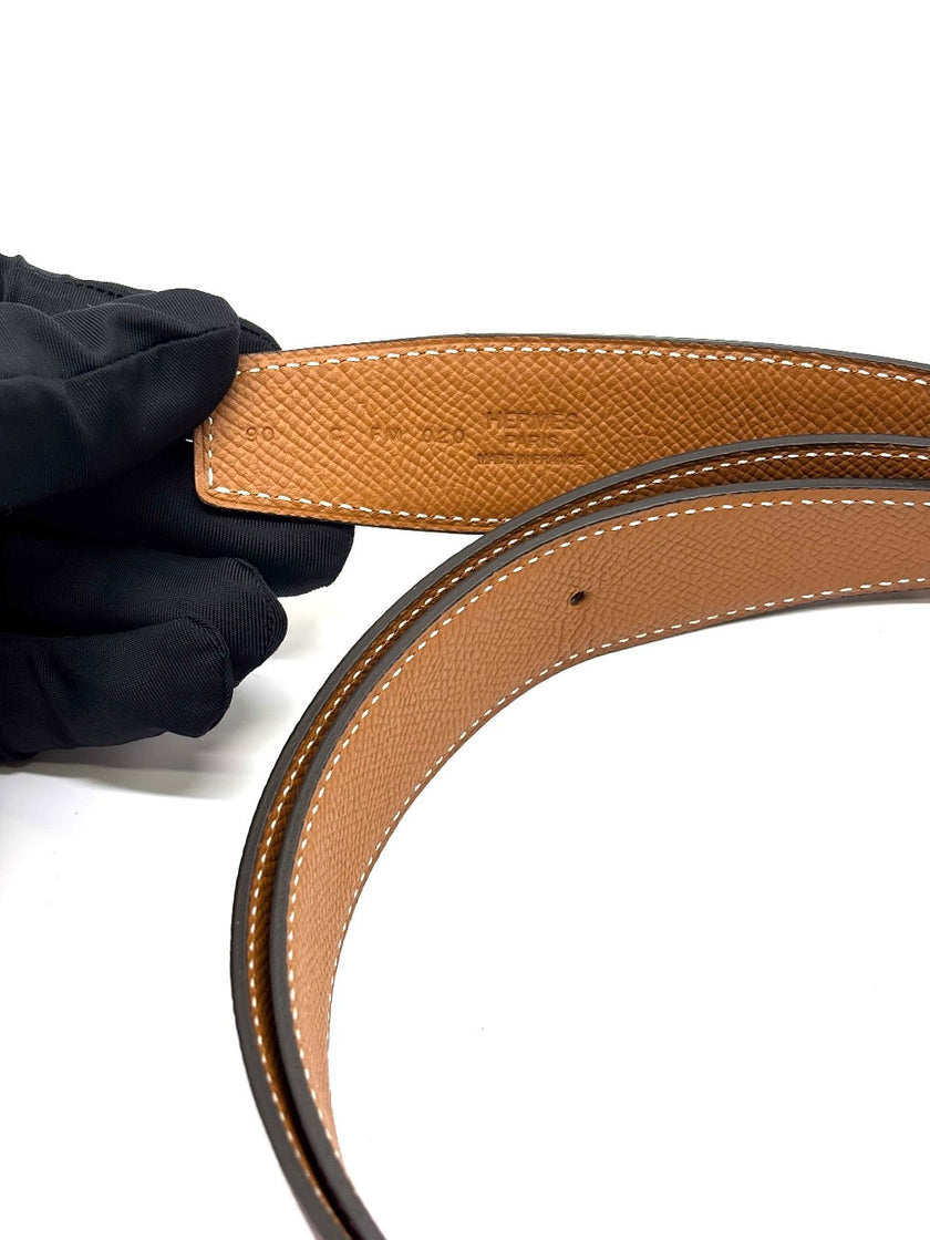 Brand New. Hermes Belt Maroon/Gold w/out Buckle. 90 cm|8850