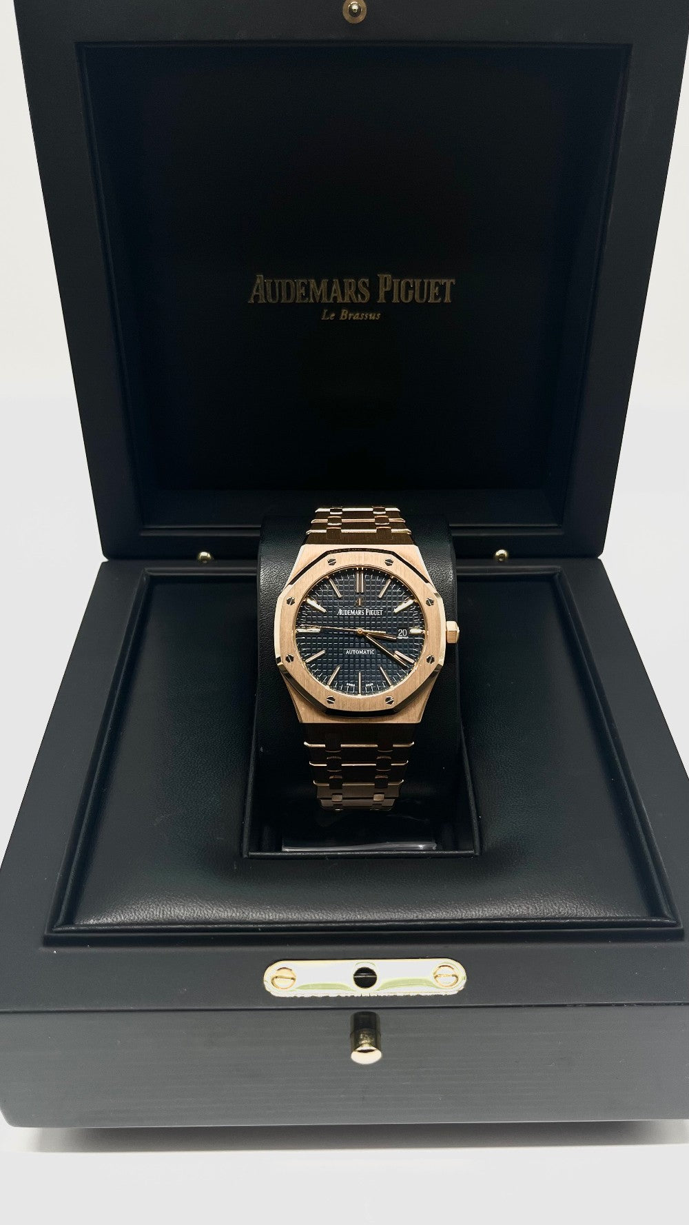 Preowned. AP Royal Oak Full Rosegold Blue Dial 41MM 2016 17+4 Links|11458