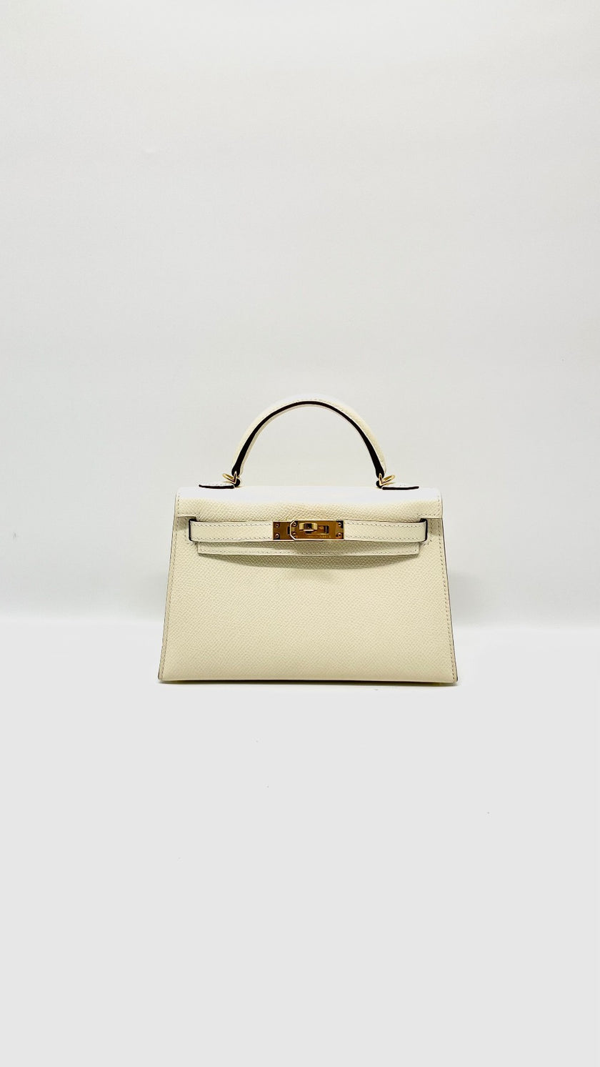 Preowned. Hermes Mini Kelly Nata Epsom GHW. BMM719PY|13736
